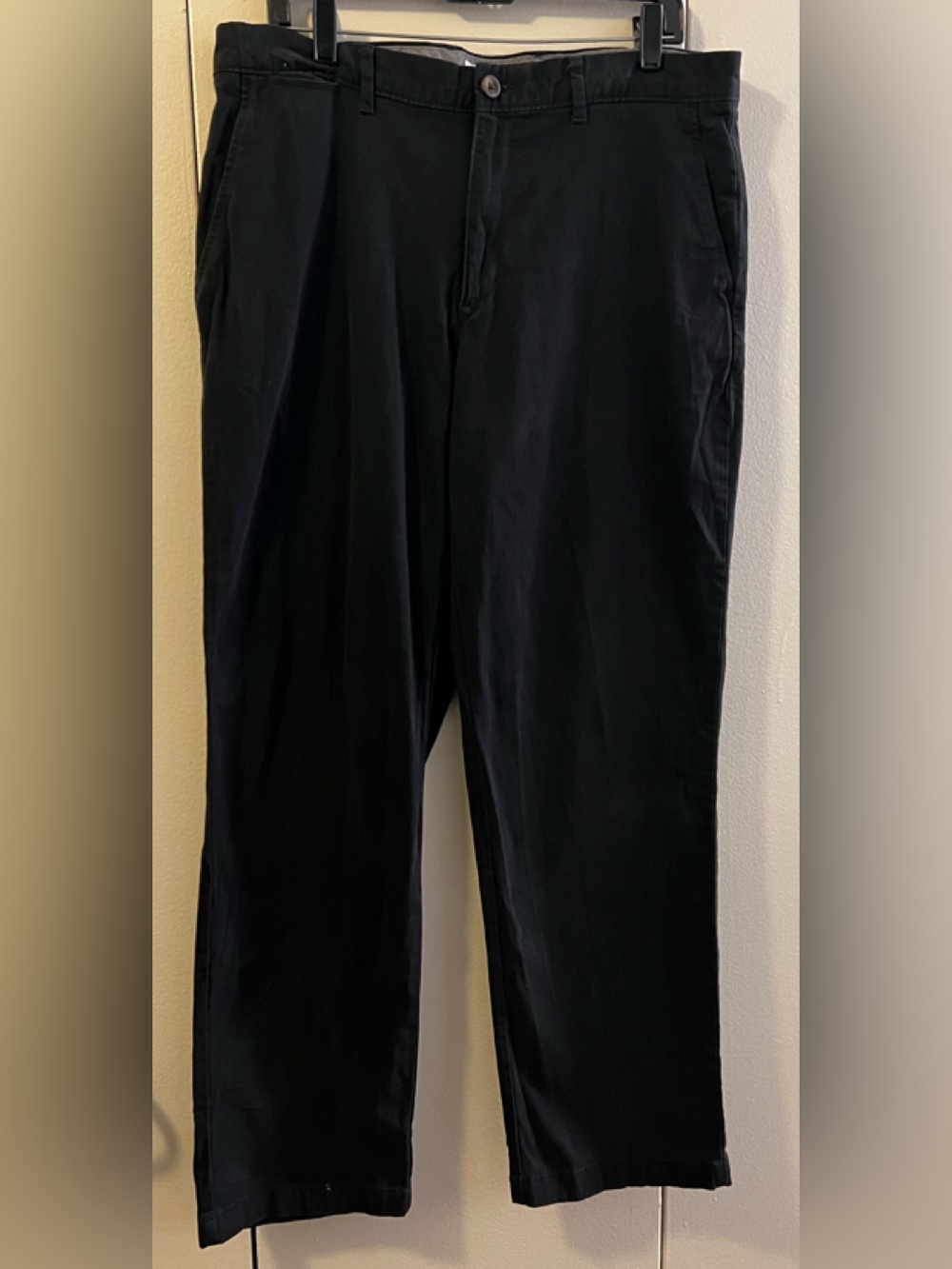 Essentials Black Men's Chino Pants - Straight Fit (Size 36 W X 32 L)
